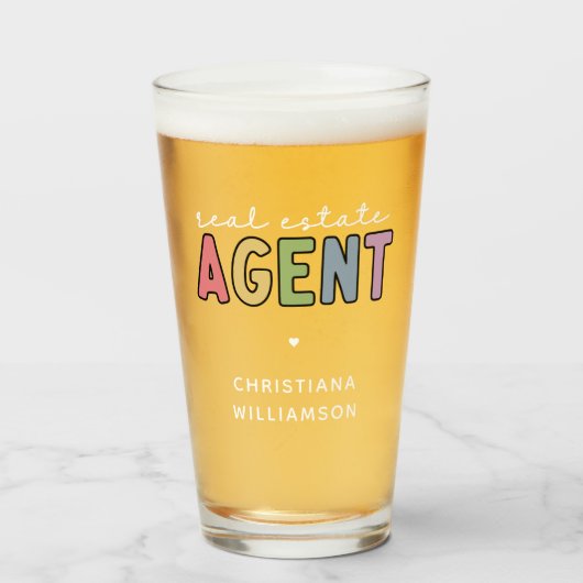Aangepaste naam Real Estate Agent | Realtor Gifts Glas (Voorkant gevuld)