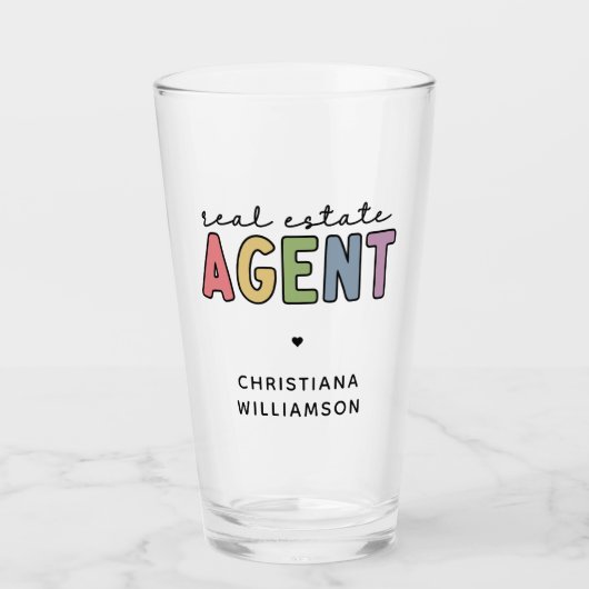 Aangepaste naam Real Estate Agent | Realtor Gifts Glas (Voorkant)