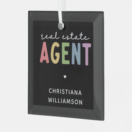 Aangepaste naam Real Estate Agent | Realtor Gifts Glas Ornament (Voorkant links)