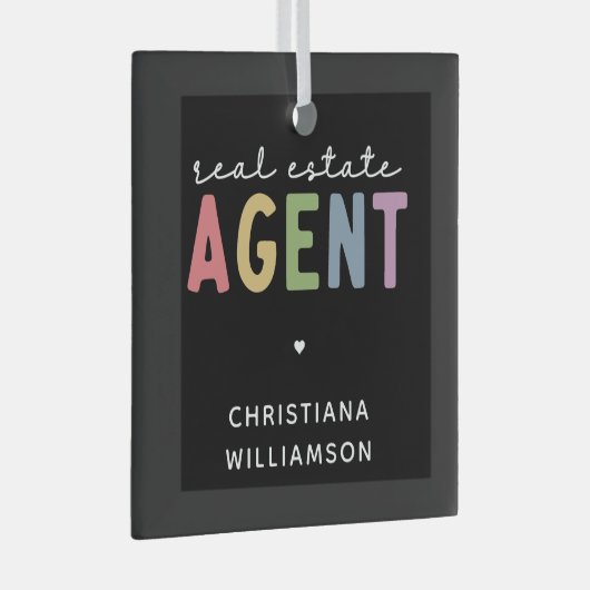Aangepaste naam Real Estate Agent | Realtor Gifts Glas Ornament (Voorkant Rechts)