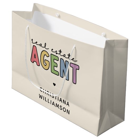 Aangepaste naam Real Estate Agent | Realtor Gifts Groot Cadeauzakje (Voorkant Gekanteld)