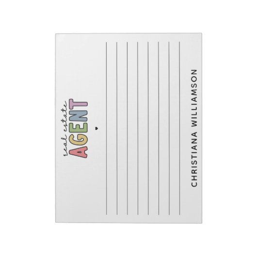 Aangepaste naam Real Estate Agent | Realtor Gifts Notitieblok (Linkerzijde)