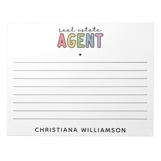 Aangepaste naam Real Estate Agent | Realtor Gifts Notitieblok (Voorkant)