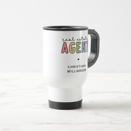 Aangepaste naam Real Estate Agent | Realtor Gifts Reisbeker (Voorkant rechts)