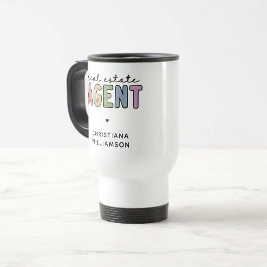 Aangepaste naam Real Estate Agent | Realtor Gifts Reisbeker (Voorkant links)