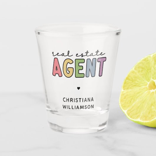 Aangepaste naam Real Estate Agent | Realtor Gifts Shot Glas (Voorkant)