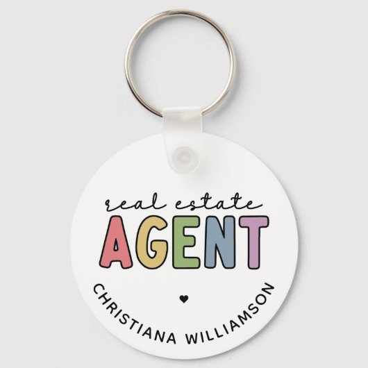 Aangepaste naam Real Estate Agent | Realtor Gifts Sleutelhanger (Voorkant)