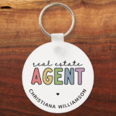 Aangepaste naam Real Estate Agent | Realtor Gifts Sleutelhanger (Voorkant)