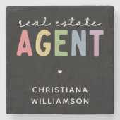 Aangepaste naam Real Estate Agent | Realtor Gifts Stenen Onderzetter (Voorkant)