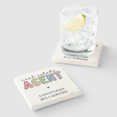 Aangepaste naam Real Estate Agent | Realtor Gifts Stenen Onderzetter (Zijkant)