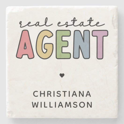 Aangepaste naam Real Estate Agent | Realtor Gifts Stenen Onderzetter (Voorkant)