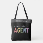 Aangepaste naam Real Estate Agent | Realtor Gifts Tote Bag (Achterkant)