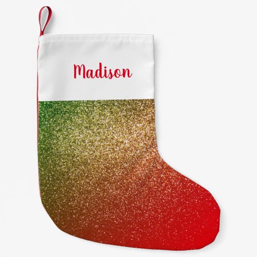 Aangepaste naam: Red Green Gold Glitter Kleine Kerstsok (Voorkant)