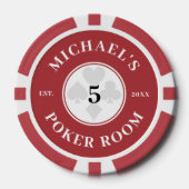 Aangepaste naam Red & White Las Vegas Denomination Poker Chips (Voorkant)