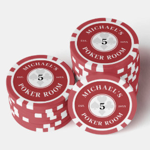 Aangepaste naam Red & White Las Vegas Denomination Poker Chips