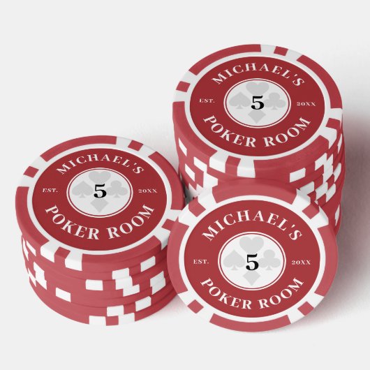 Aangepaste naam Red & White Las Vegas Denomination Poker Chips (Opstapeling)