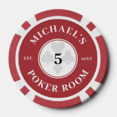Aangepaste naam Red & White Las Vegas Denomination Poker Chips (Achterkant)