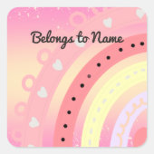 Aangepaste naam: Referplate Cute Pink Rainbow Squa Vierkante Sticker (Voorkant)