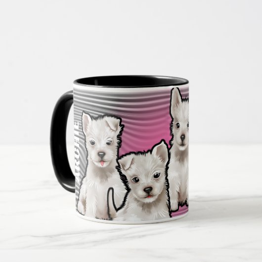 Aangepaste naam regenbogen en pups Mok. KoffieMok Mok (Voorkant links)