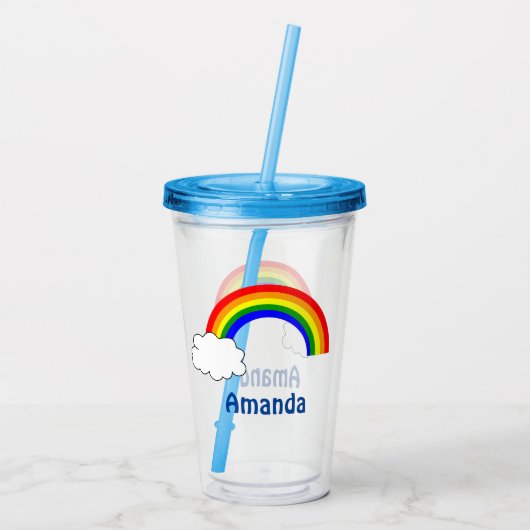 Aangepaste naam regenboog acryl drinkbeker (Achterkant)
