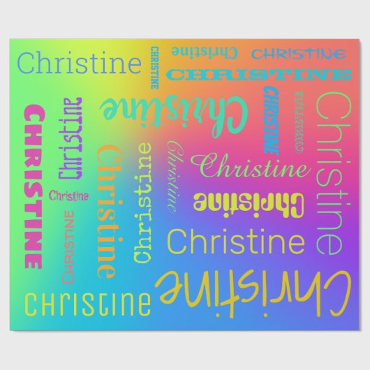 Aangepaste naam regenboog cadeaupapier (Vlak)