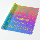 Aangepaste naam regenboog cadeaupapier (Uitgerold)