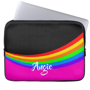 Aangepaste naam regenboog gevlekt laptop sleeve