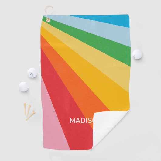 Aangepaste naam Regenboog kleuren Golfhanddoek (Insitu)