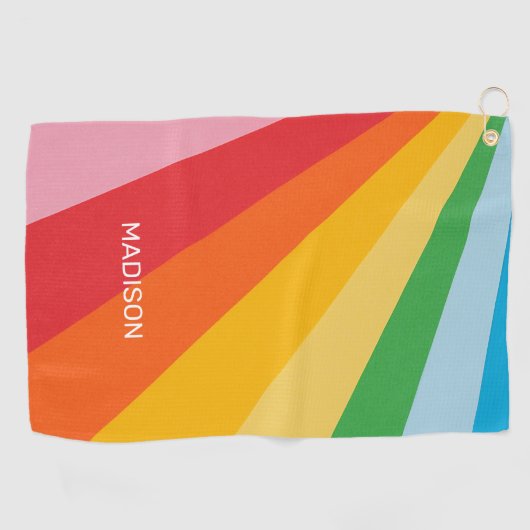 Aangepaste naam Regenboog kleuren Golfhanddoek (Horizontaal)