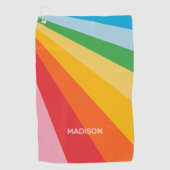 Aangepaste naam Regenboog kleuren Golfhanddoek (Voorkant)