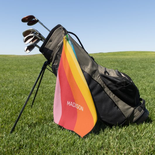 Aangepaste naam Regenboog kleuren Golfhanddoek (Groen)