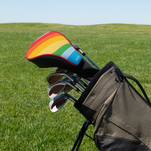 Aangepaste naam Regenboog kleuren Golfheadcover (Insitu)