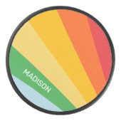 Aangepaste naam Regenboog kleuren Hockey Puck (Voorkant)