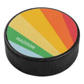 Aangepaste naam Regenboog kleuren Hockey Puck (3/4)