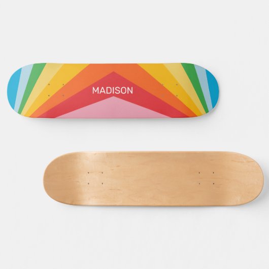 Aangepaste naam Regenboog kleuren Persoonlijk Skateboard (Horizontaal)