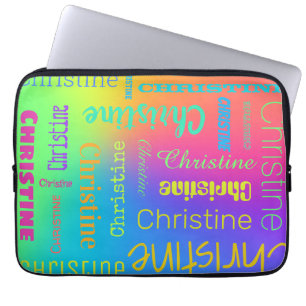 Aangepaste naam regenboog laptop sleeve
