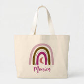 Aangepaste naam Regenboog stijlvol Grote Tote Bag (Voorkant)