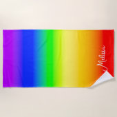 Aangepaste naam Regenboog trots Kleurrijk Strandlaken (Voorkant)