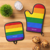 Aangepaste naam Regenboog Vlag Ovenwant & Pannenlap Set (Top down)