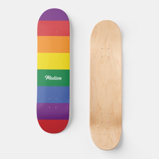 Aangepaste naam Regenboog Vlag Persoonlijk Skateboard (Voorkant)