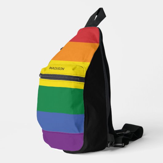 Aangepaste naam Regenboog Vlag Sling Bag (Rechterhoek)
