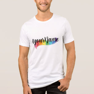Aangepaste naam Regenboog Waterverf Regenboog Maan Tri-Blend Shirt