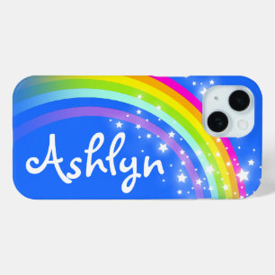 Aangepaste naam regenboogblauw iPhone 15 case