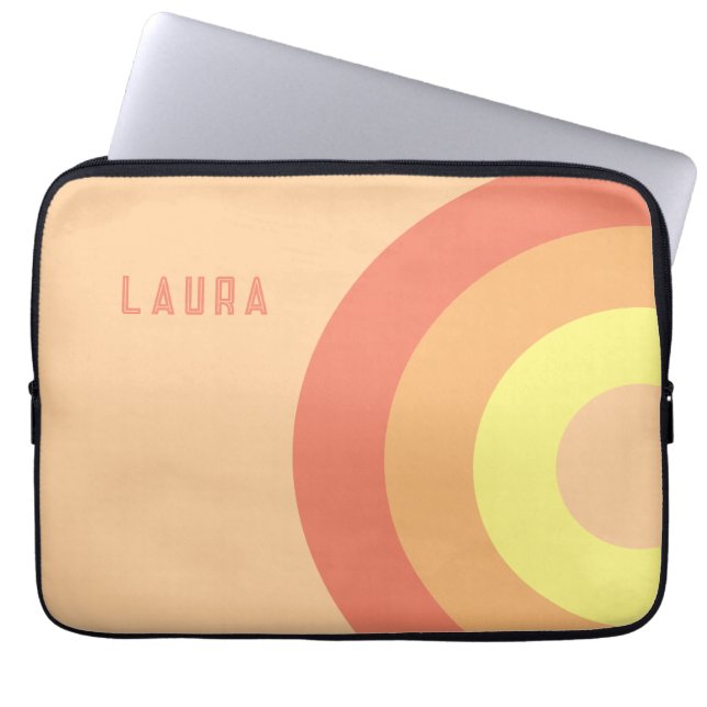 Aangepaste naam Regenboogdoel – roze, Perzik  Laptop Sleeve (Voorkant)