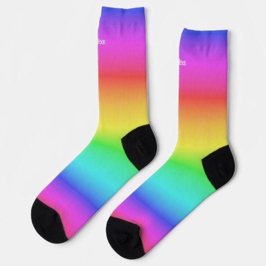 Aangepaste naam regenbooggradiënt sokken (Links)
