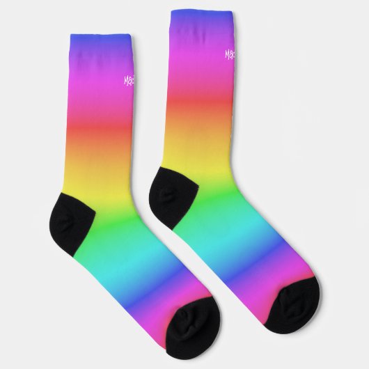Aangepaste naam regenbooggradiënt sokken (Rechts)