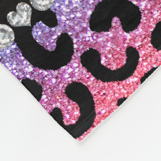 Aangepaste naam regenbooglitter cheetah afdruk fleece deken (Hoek)