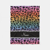 Aangepaste naam regenbooglitter cheetah afdruk fleece deken (Voorkant)