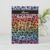 Aangepaste naam regenbooglitter cheetah afdruk kaart (Staand voorkant)