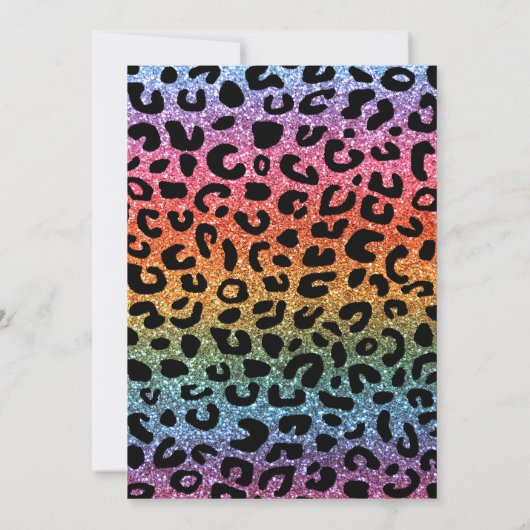 Aangepaste naam regenbooglitter cheetah afdruk kaart (Achterkant)